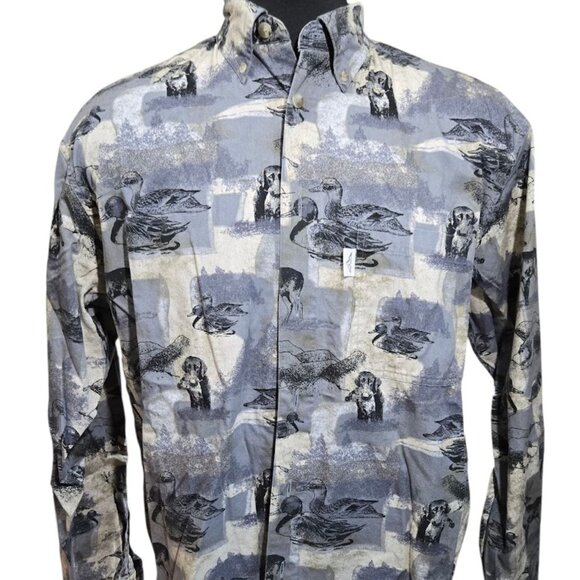 Outfitters Button‎ Down Shirt Men’s Large Scenic Print Long Sleeve Casual - Picture 9 of 9